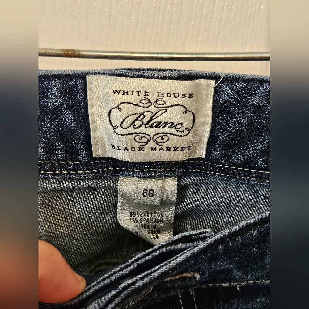 White House Black Market Boot Cut Blanc Blue Jeans Size 6S - Picture 2 of 8